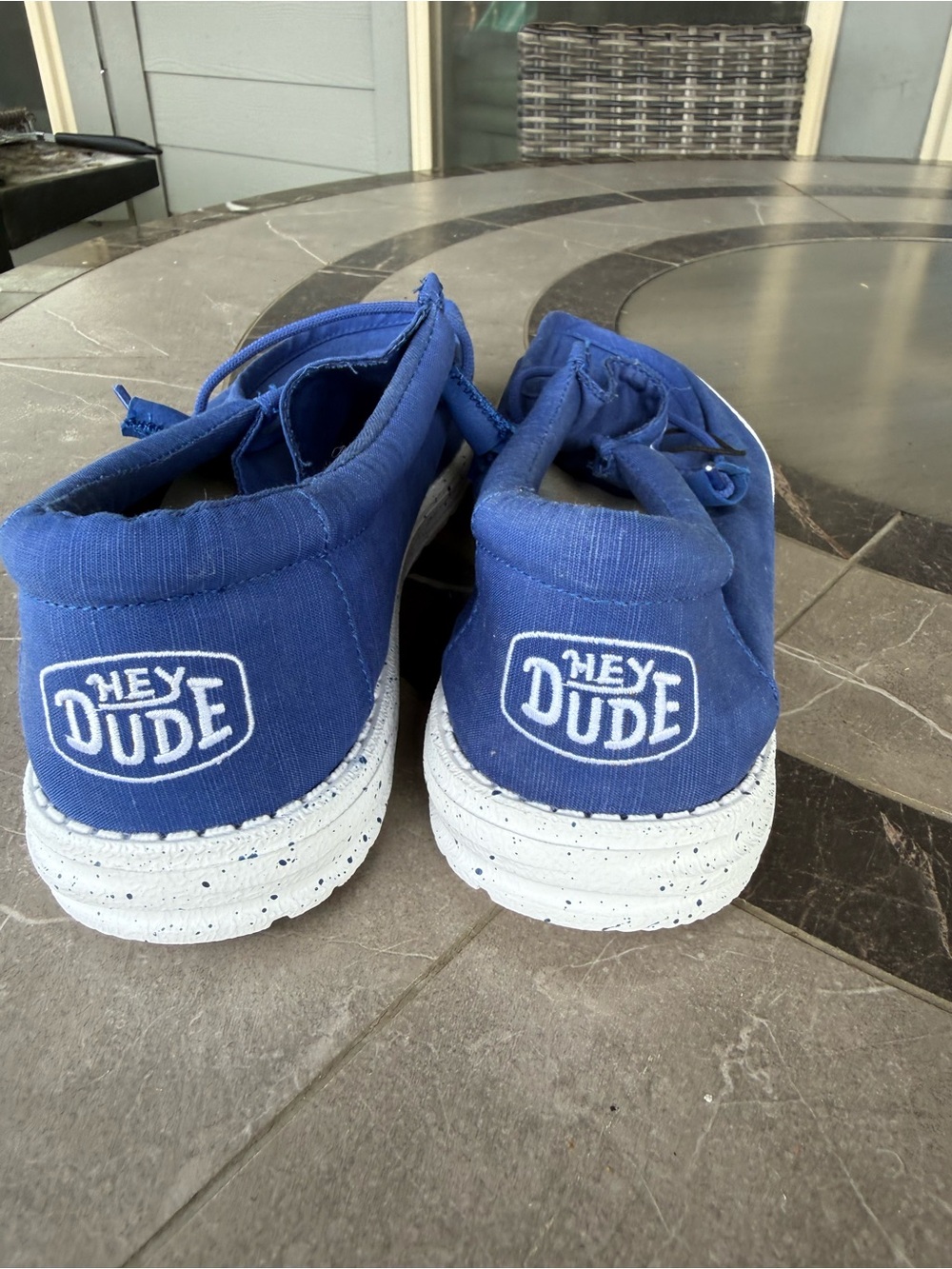 Hey Dude Royal Blue Canvas Slip-Ons with White Speckled Sole - Picture 5 of 6
